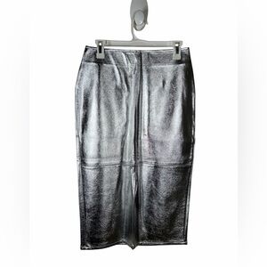 Silver Metallic Pencil Skirt